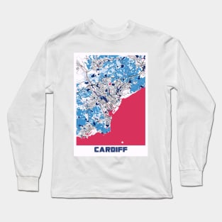 Cardiff - United Kingdom MilkTea City Map Long Sleeve T-Shirt